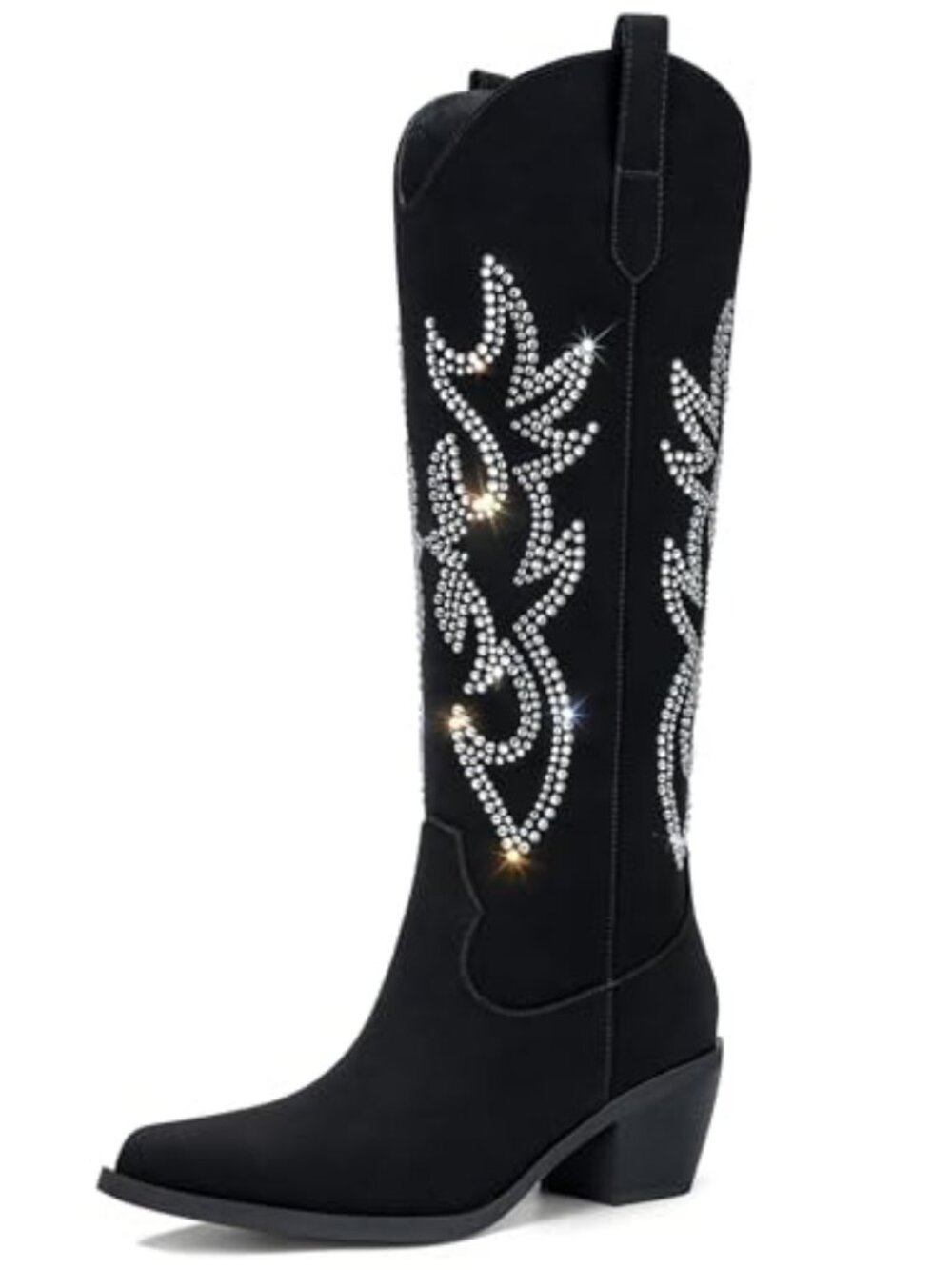 Pasuot Western Cowboy Boots for Women - Knee High Wide Calf Cowgirl Boots, Slip